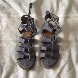 Lace-up Suede Sandals
